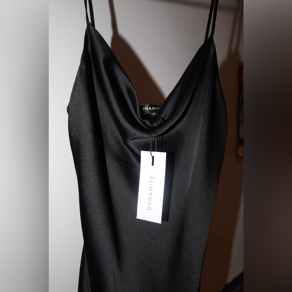 Satin JetBlack mini slip dress from dynamite, XS - Picture 7 of 12